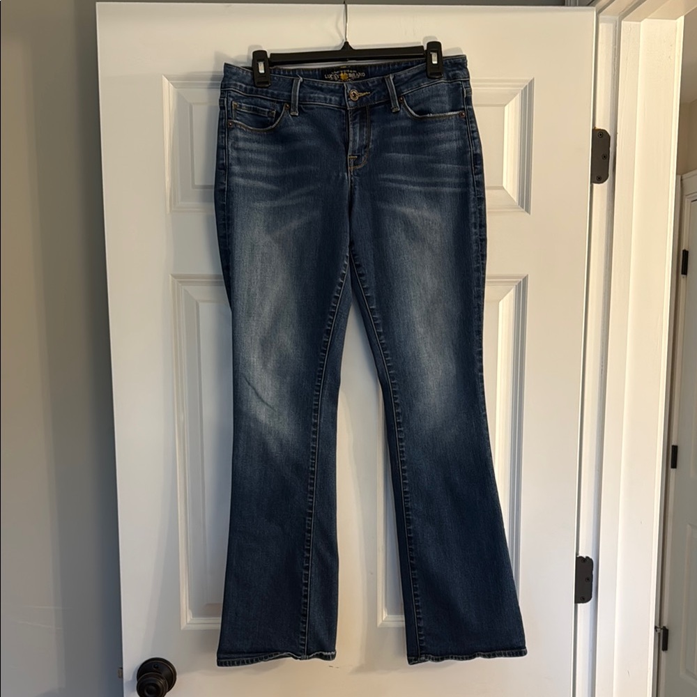 Lucky Brand Blue Flare Wide Leg Jeans with Authentic Fading--Size 6